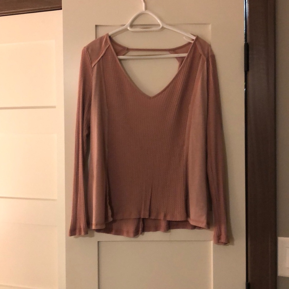 Mauve deep back v shirt